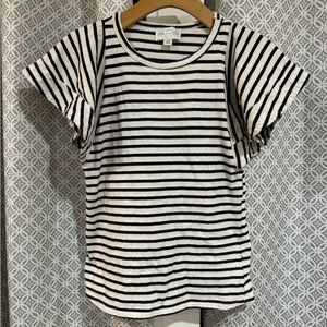 Striped Tee with Flutter Sleeve